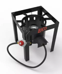 LoCo COOKERS Turkey Fryers, Cookers, & Pots Loco-HPFryer Stand 13.582-in 1-Burner Propane 20-lb Cylinder Manual Ignition Black Outdoor Burner