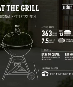 Weber Grills Original Kettle 22-in W Black Kettle Charcoal Grill -Mmaster Outlet Shop 10021348