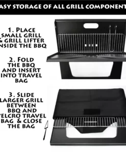 BBQ Croc Grills Portable Easy Grill 220-Sq-in Foldable Charcoal Barbecue Black 9 BBQ Croc Grills Portable Easy Grill 220-Sq-in Foldable Charcoal Barbecue Black -Mmaster Outlet Shop 41413196