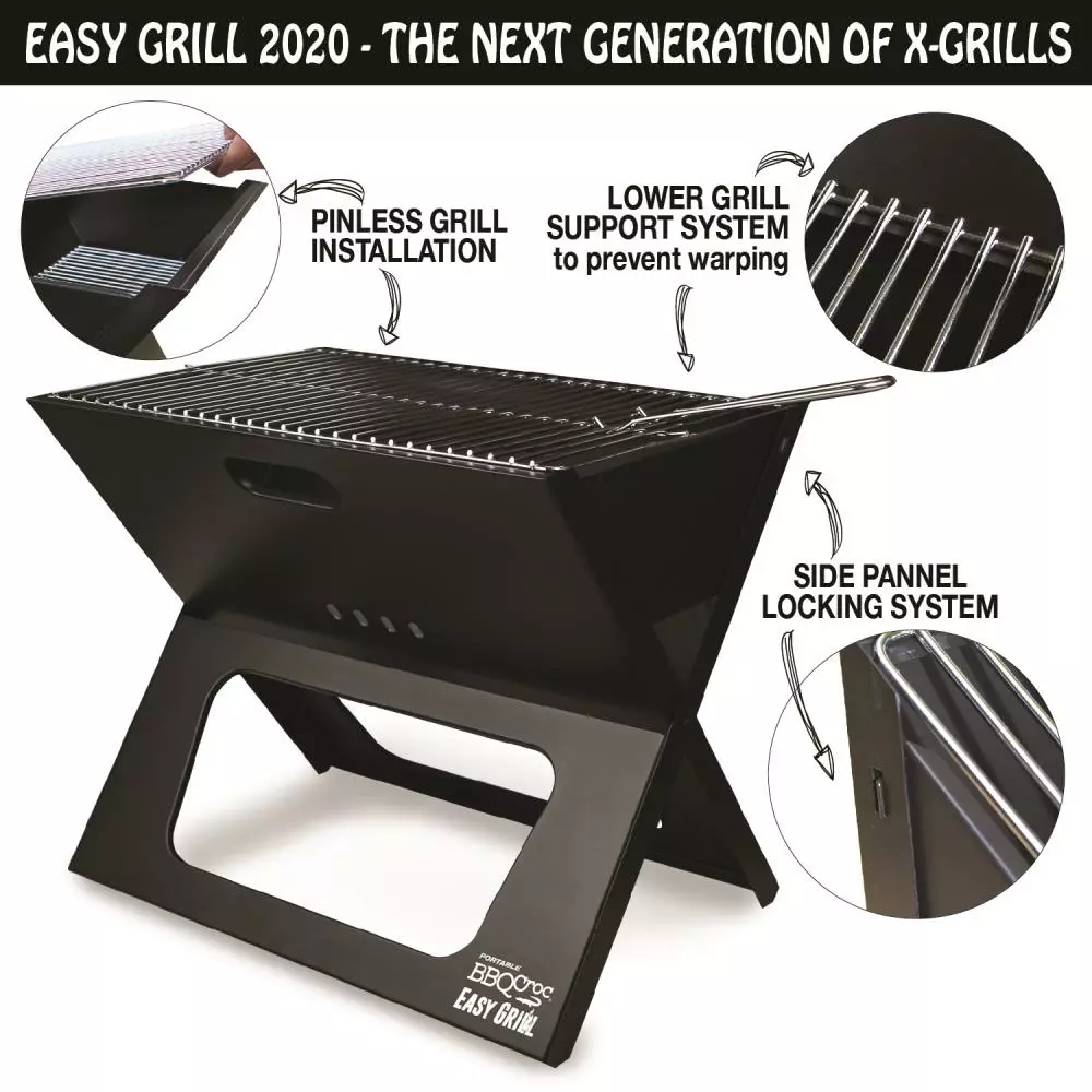 BBQ Croc Grills Portable Easy Grill 220-Sq-in Foldable Charcoal Barbecue Black 5 BBQ Croc Grills Portable Easy Grill 220-Sq-in Foldable Charcoal Barbecue Black - Image 5