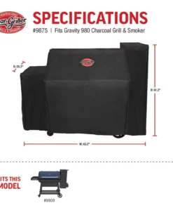 Char-Griller Grilling Tools & Accessories Gravity Fed Cover 64-in W x 62-in H Black Charcoal Grill Cover -Mmaster Outlet Shop 42698868