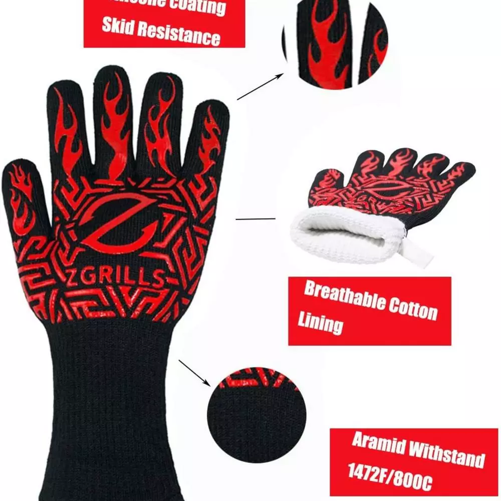 Z GRILLS Grilling Tools & Accessories BBQ Grill Gloves 1472℉ Oven Gloves Heat Resistant, Universal Size for Barbecue, Baking, Frying, Welding, Cutting 3 Z GRILLS Grilling Tools & Accessories BBQ Grill Gloves 1472℉ Oven Gloves Heat Resistant, Universal Size for Barbecue, Baking, Frying, Welding, Cutting - Image 3