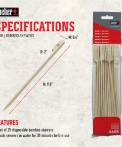 Weber Grilling Tools & Accessories 25-Pack Bamboo Skewer 13 Weber Grilling Tools & Accessories 25-Pack Bamboo Skewer -Mmaster Outlet Shop 44419327