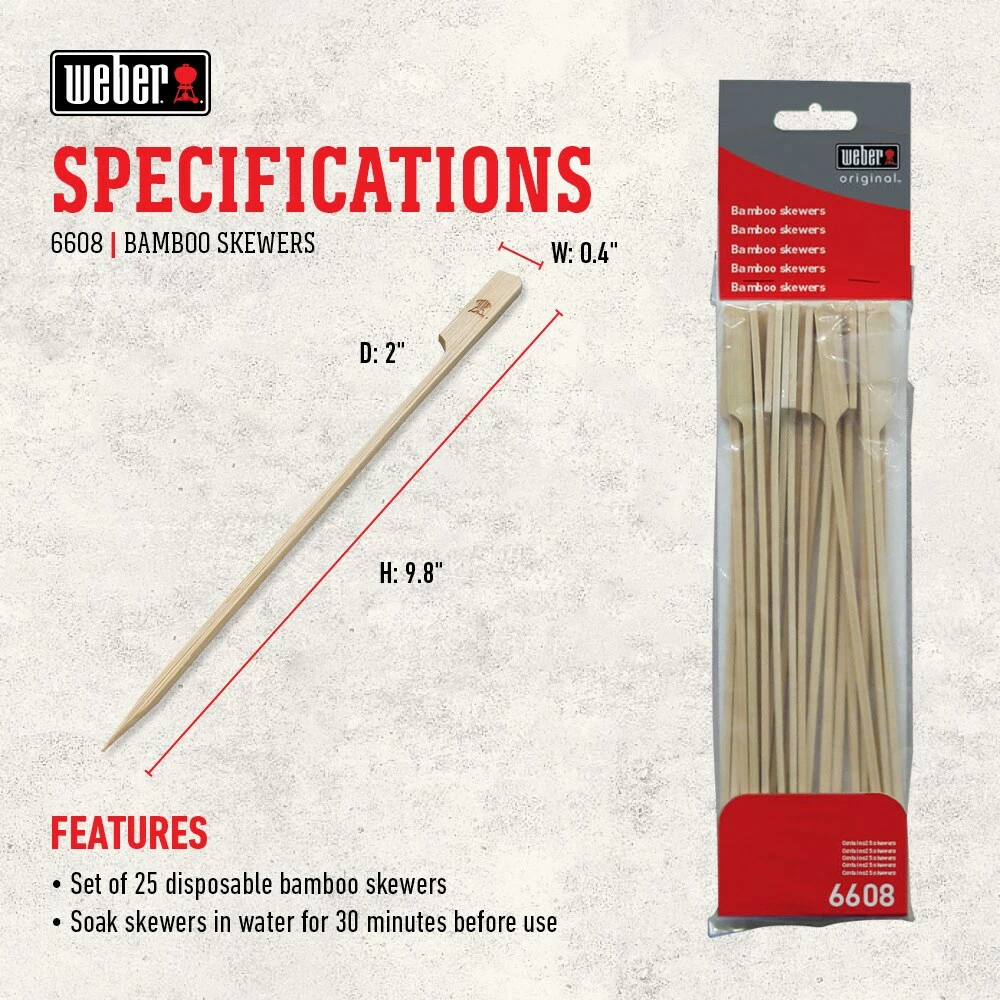 Weber Grilling Tools & Accessories 25-Pack Bamboo Skewer 6 Weber Grilling Tools & Accessories 25-Pack Bamboo Skewer - Image 6