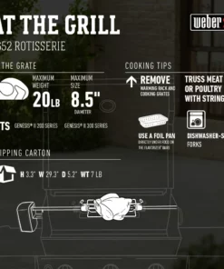 Weber Grilling Tools & Accessories 42.1-in Stainless Steel Grill Rotisserie -Mmaster Outlet Shop 44458656